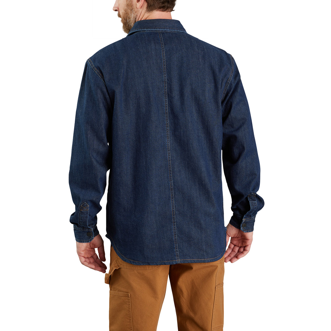 105605 RELAXED FIT DENIM FLEECE LINED SNAP-FRONT SHIRT JAC