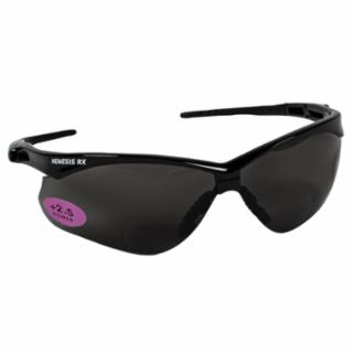 1581 #412-22519  V60 Nemesis™ Rx Readers Prescription Safety Glasses, Smoke, Polycarbonate Scratch-Resistant Lens, Black Frame/Temples, +2.5