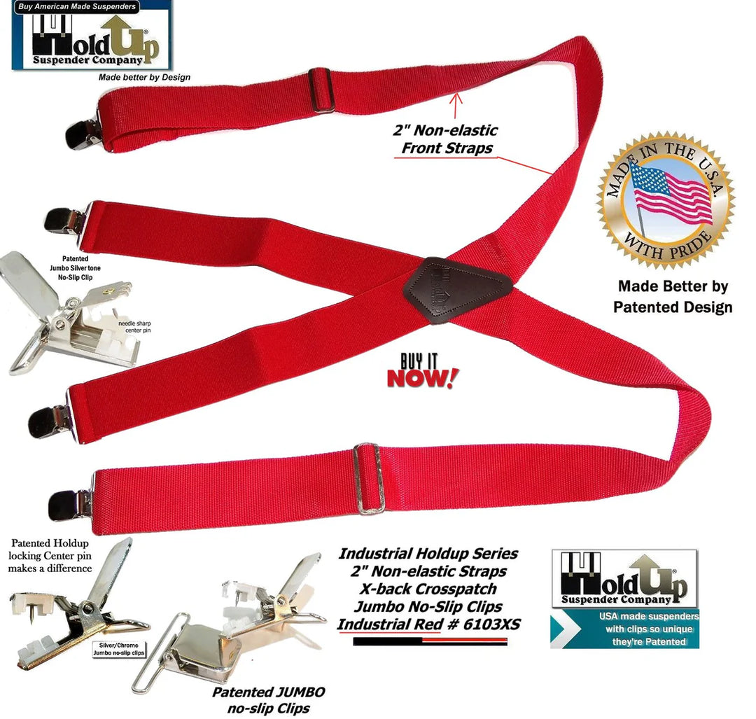 Suspenders Contractor Series Holdup wide work Suspenders with Jumbo Silver-tone No-slip Clips