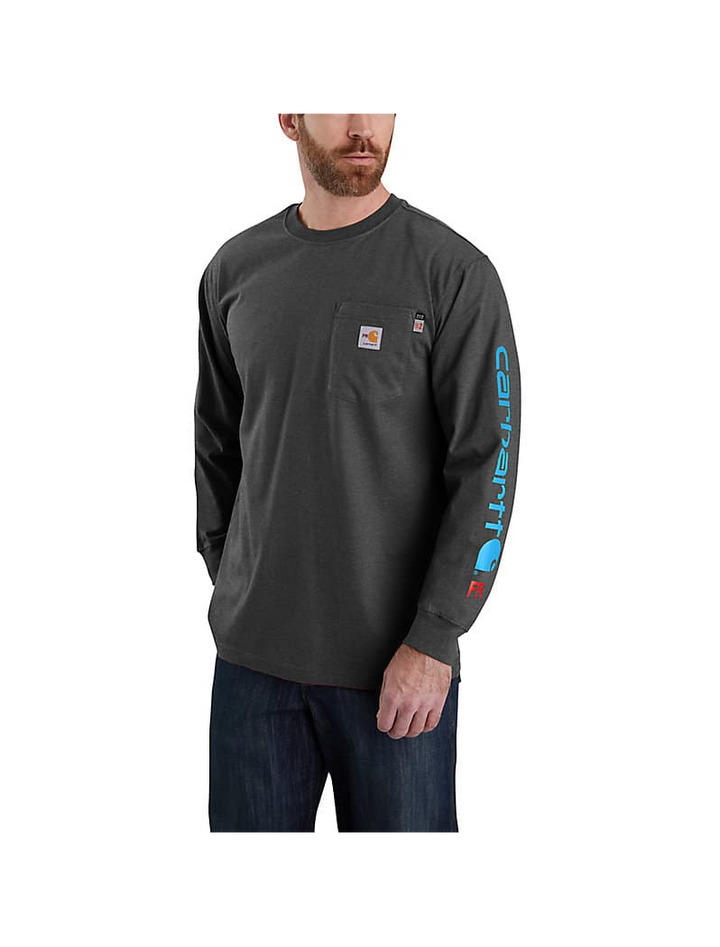 104130 FLAME RESISTANT CARHARTT FORCE® LOOSE FIT MIDWEIGHT LONG-SLEEVE LOGO GRAPHIC T-SHIRT