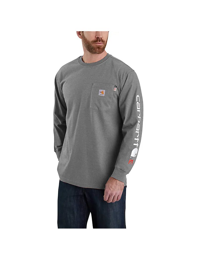 104130 FLAME RESISTANT CARHARTT FORCE® LOOSE FIT MIDWEIGHT LONG-SLEEVE LOGO GRAPHIC T-SHIRT