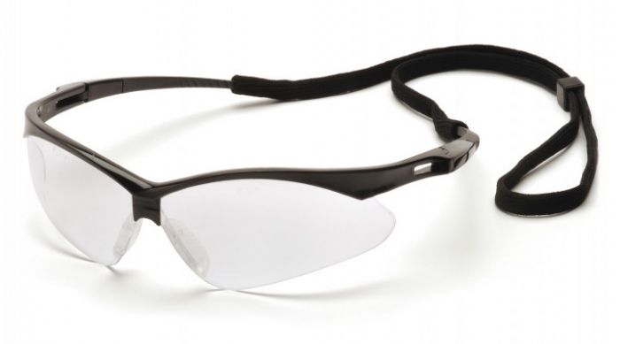 PYRAMEX PMXTREME CLEAR LENS WITH BLACK FRAME AND CORD