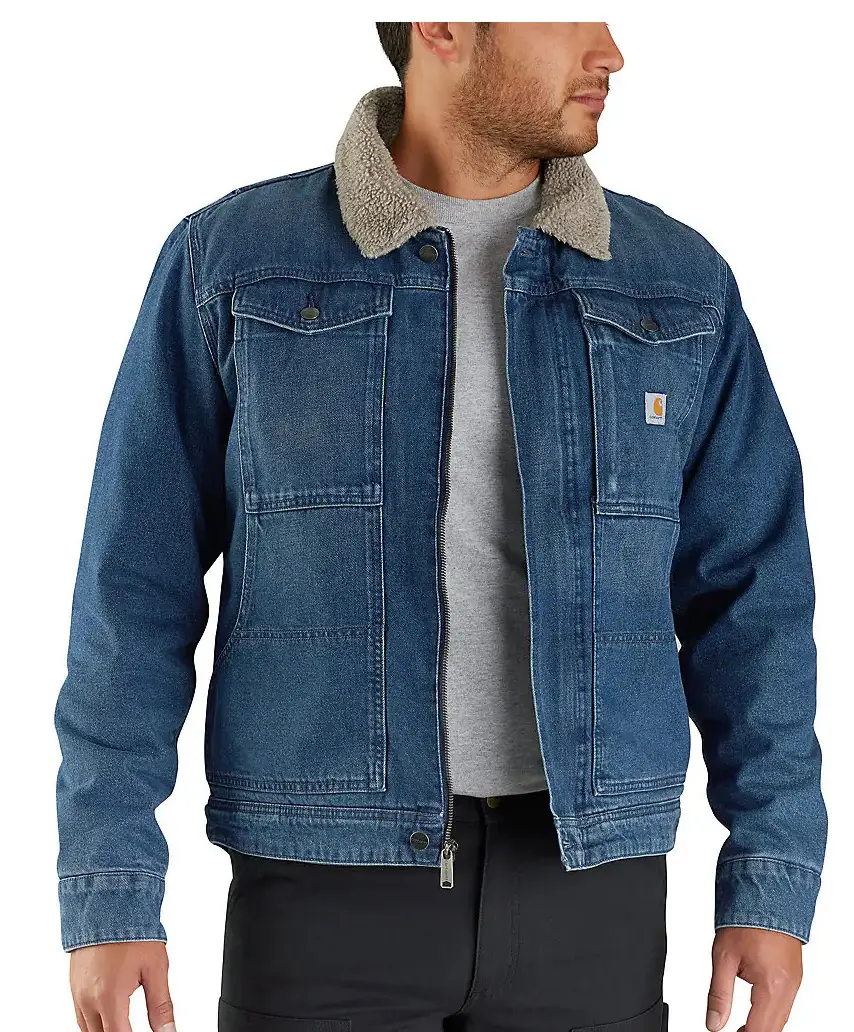 A Denim Jacket With Sherpa Lining